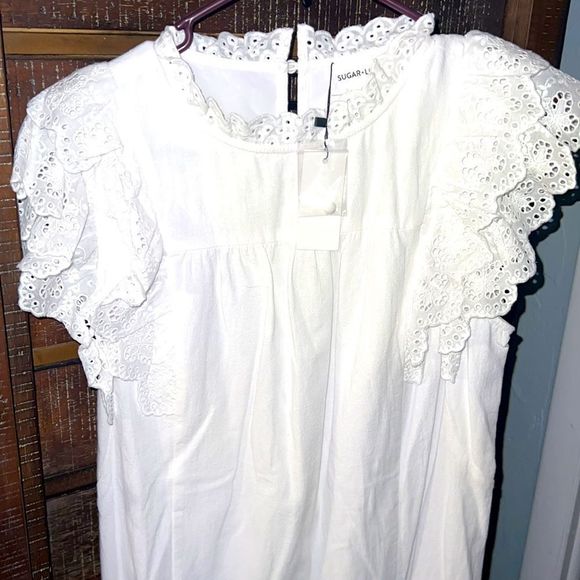 🆕NWT✨SUGAR LIPS✨EYELET DETAILED SLEEVELESS MINI DRESS - Picture 10 of 15